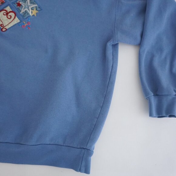 Vintage M&C Sportswear Blue w Daisy Dove Heart Star Crewneck Sweater Xl - Picture 6 of 11
